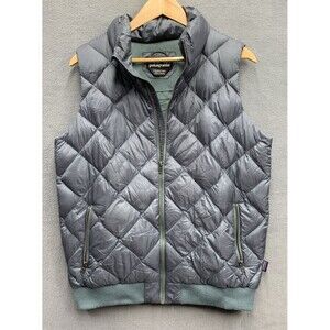 Patagonia Prow Bomber Vest Gilet Women Lg Green Insulated Duckdown Quilted 28115